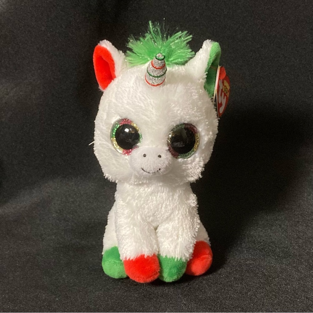 ⭐️ Ty Beanie Boo 2018 Candy Cane the Unicorn Christmas Beanie Baby